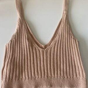 Aerie Tan Ribbed Knit Crop Top